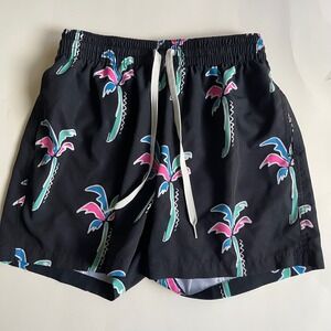 Chubbies Swim Trunks Mens Small Black Palm Tree Beachwear Surfing Tropical